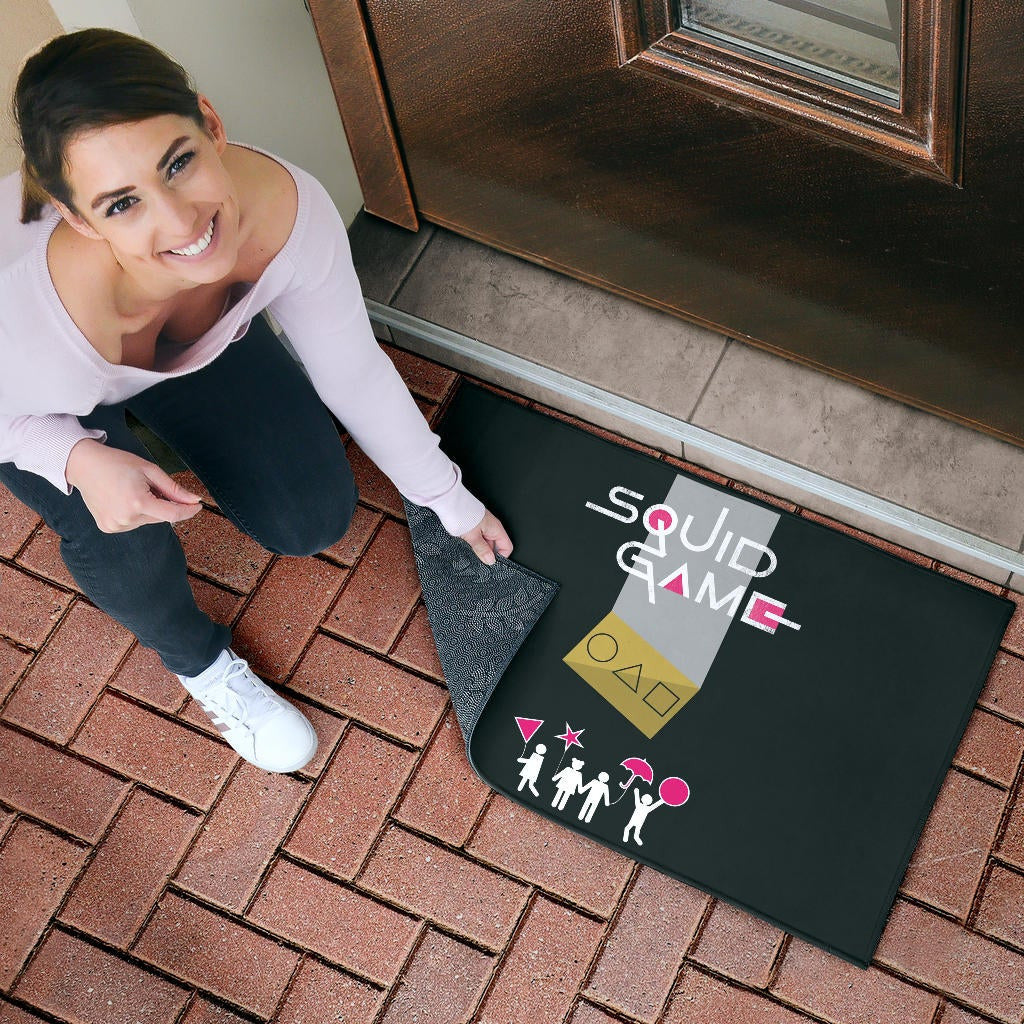 Squid Game Movie Door Mat Round Triangle Square Umbrella Balloon Game Card Door Mat Home Decor