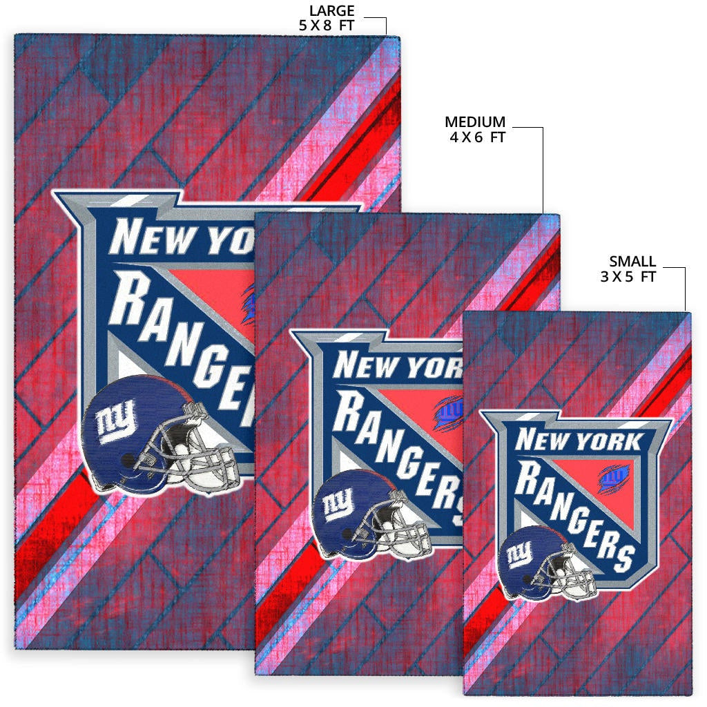 New York Giants American Football Team Area Rug NY Rangers Helmet Blue Red Background Rugs Home Decor