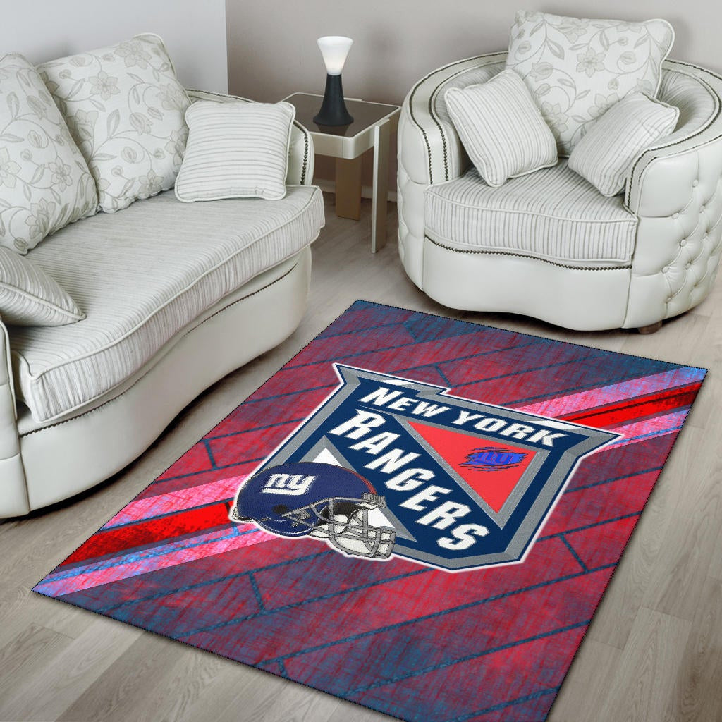 New York Giants American Football Team Area Rug NY Rangers Helmet Blue Red Background Rugs Home Decor