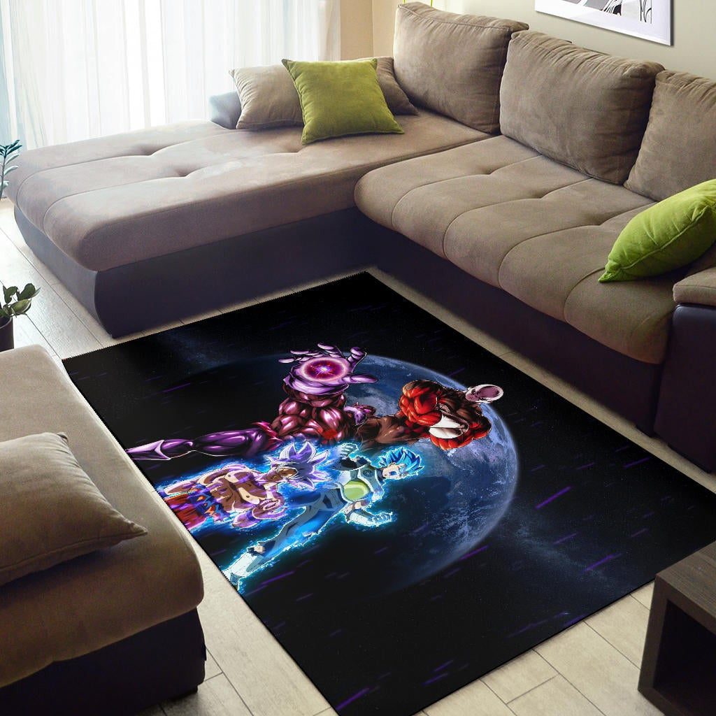 Dragon Ball Anime Area Rug - DB Goku Vegeta Vs Jiren Destruction Toppo Rugs Home Decor