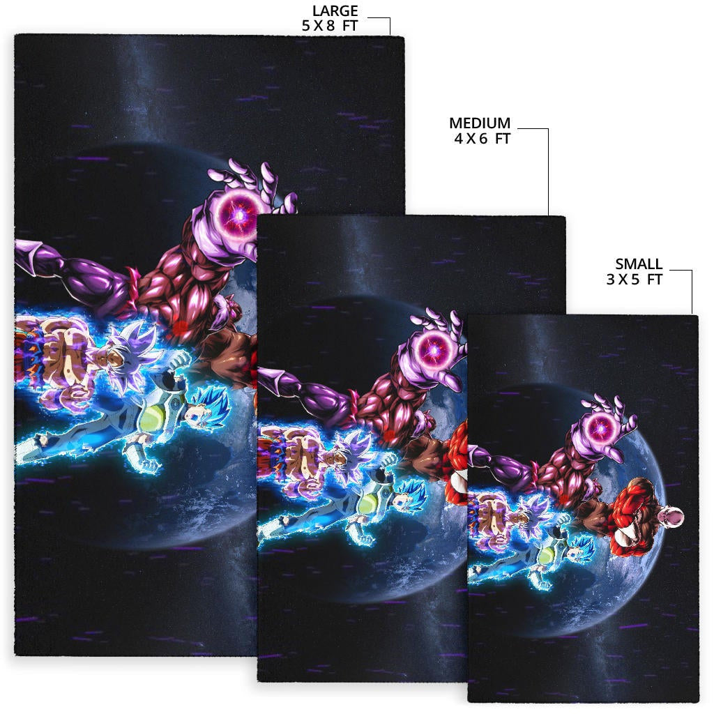 Dragon Ball Anime Area Rug - DB Goku Vegeta Vs Jiren Destruction Toppo Rugs Home Decor