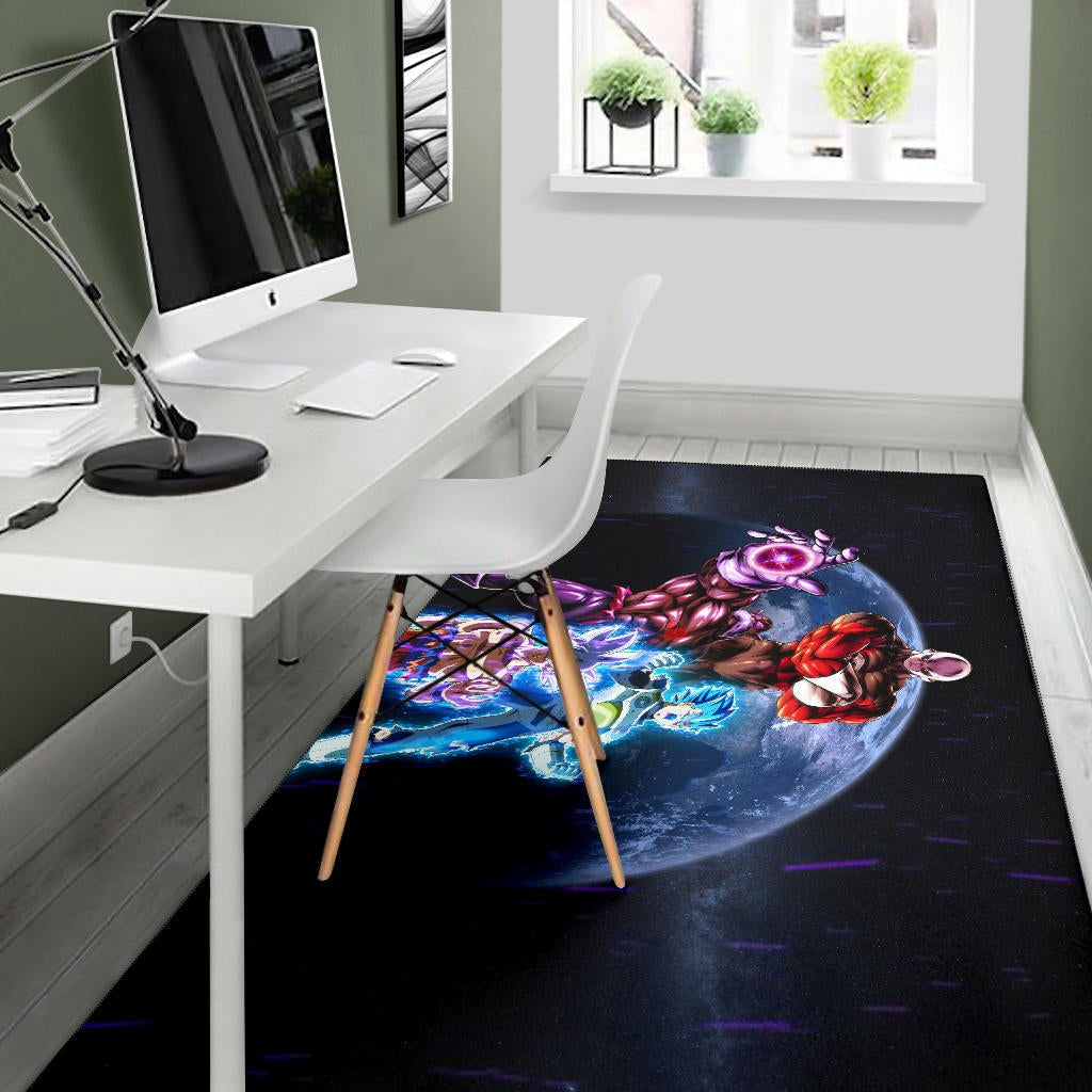 Dragon Ball Anime Area Rug - DB Goku Vegeta Vs Jiren Destruction Toppo Rugs Home Decor