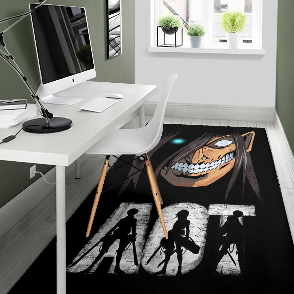 Attack On Titan Anime Area Rug - AOT Characters And Eren Titan Face Rugs Home Decor
