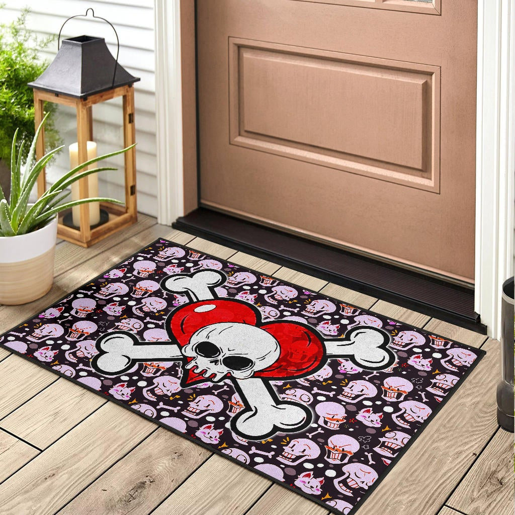 Skull Door Mat - Love In Your Bones Funny Skull Emotions Patterns Valentine Door Mat Home Decor