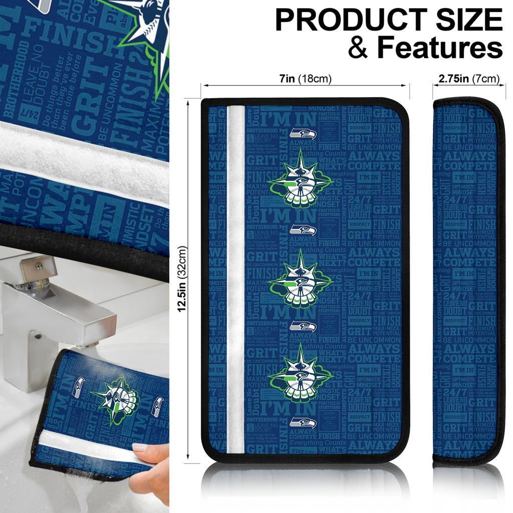 American Football Team Seat Belt Covers - Seattle Seahawks Liberty Head Silhouette Belt Covers