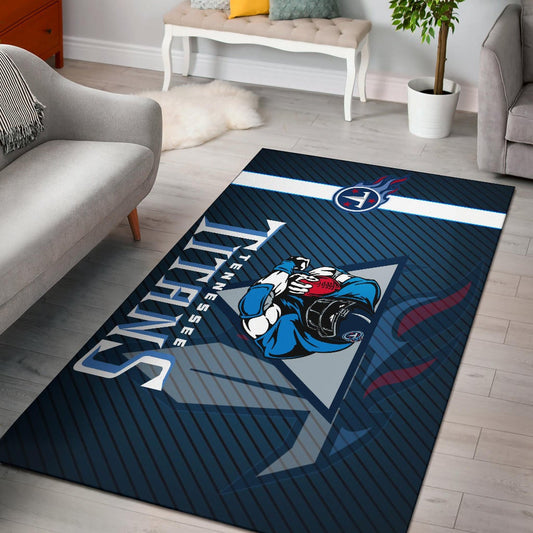 Tennessee Titans American Football Team Area Rug Muscle Player Holding Rugby Flaming Ball Rugs Home Decor