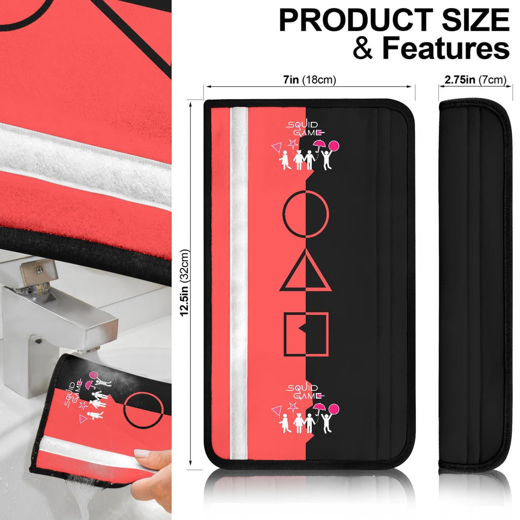 Squid Game Movie Seat Belt Covers - Dalgona Challenge Round Square Triangle Umbrella Belt Covers