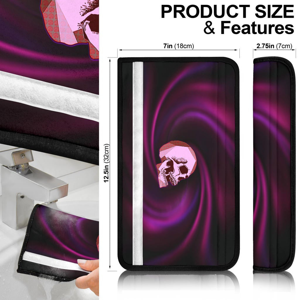 Valentine Seat Belt Covers - Skull Red Rose Patterns Lonely Tornando Purple Spiral Belt Covers