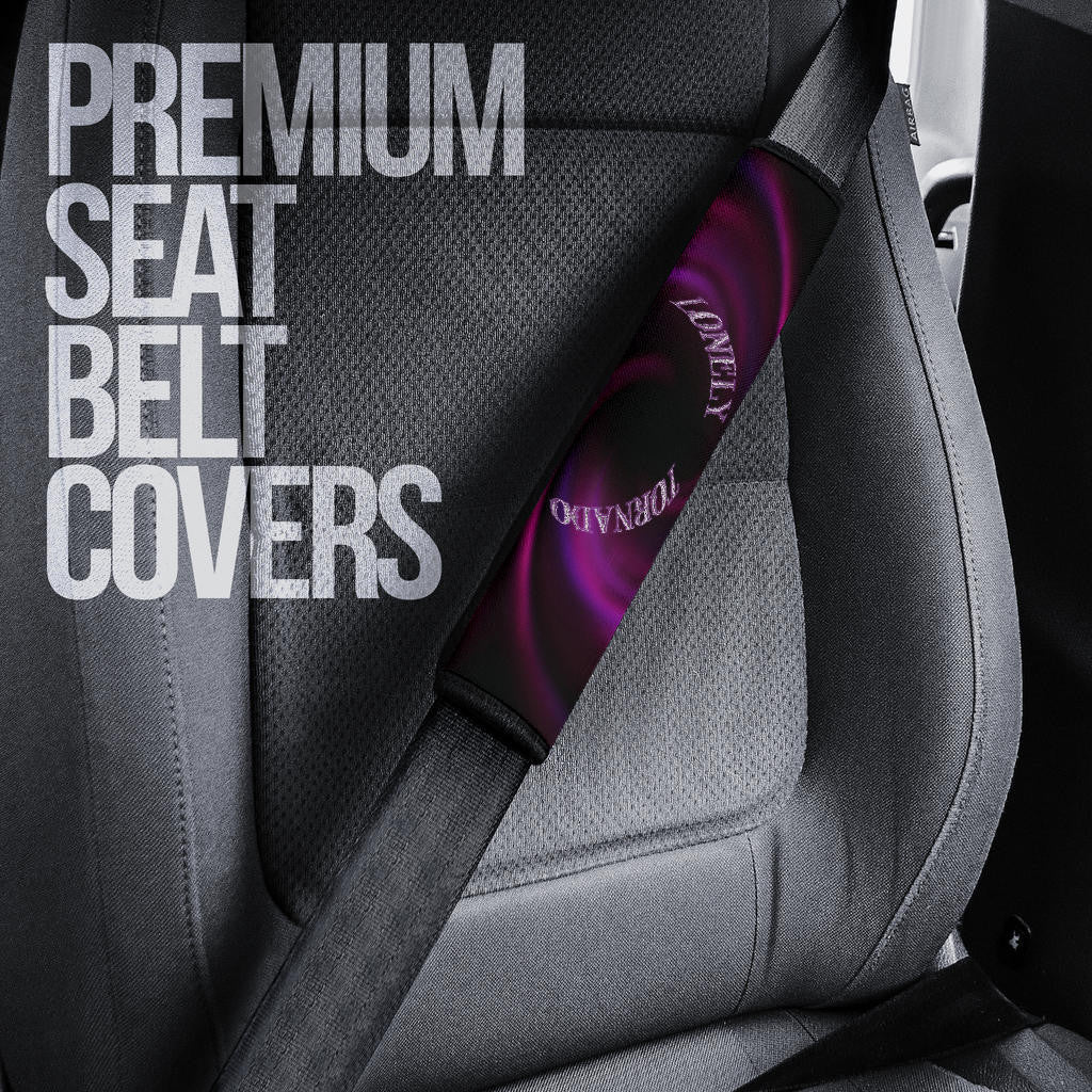 Valentine Seat Belt Covers - Skull Red Rose Patterns Lonely Tornando Purple Spiral Belt Covers