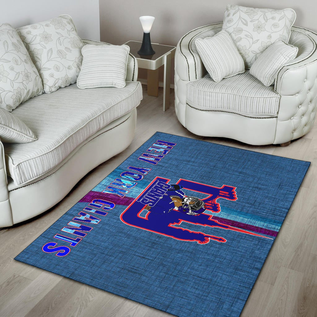 New York Giants American Football Team Area Rug Odell Beckham Jr With NY Symbols Bridge Status Of Liberty Rugs Home Decor