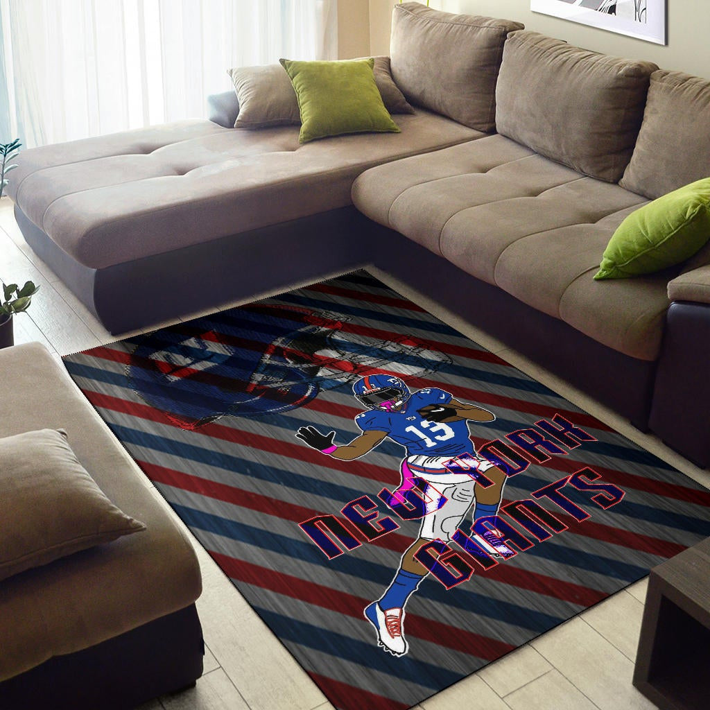 New York Giants American Football Team Area Rug Player 13 Protecting Rugby Ball Running Giant Helmet Rugs Home Decor