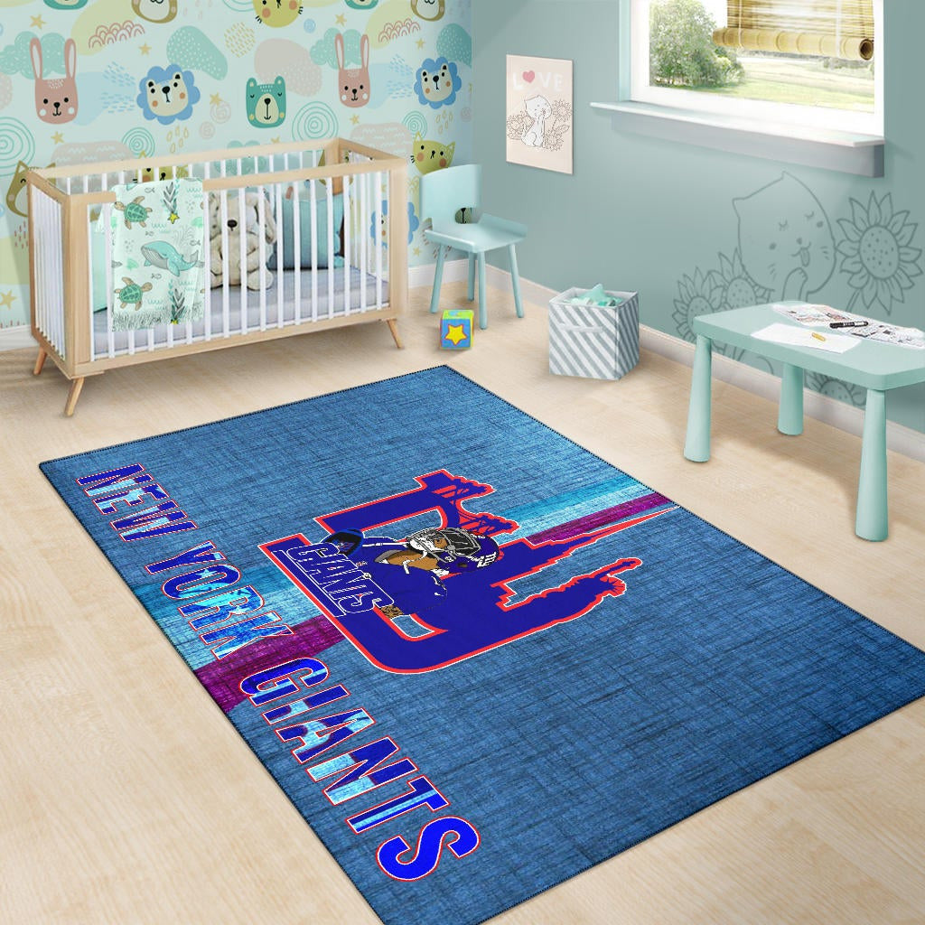 New York Giants American Football Team Area Rug Odell Beckham Jr With NY Symbols Bridge Status Of Liberty Rugs Home Decor