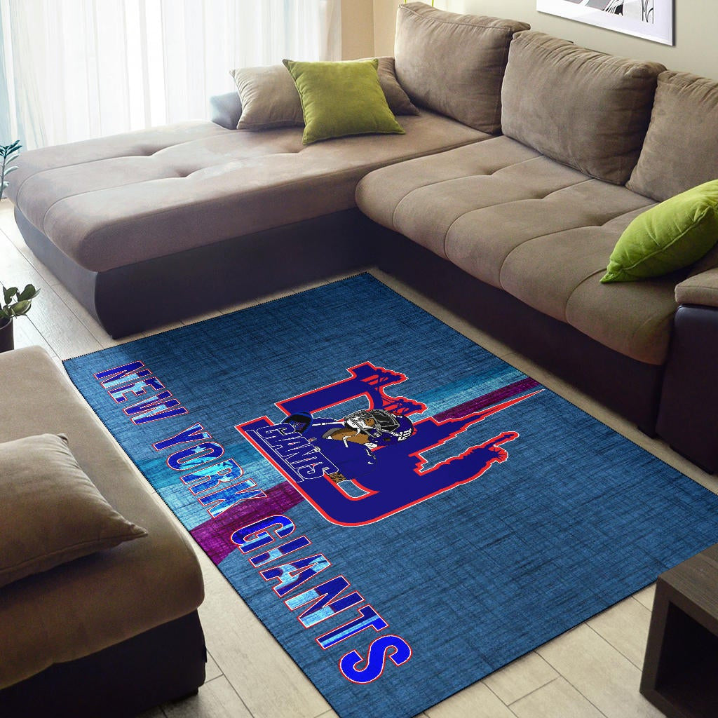 New York Giants American Football Team Area Rug Odell Beckham Jr With NY Symbols Bridge Status Of Liberty Rugs Home Decor