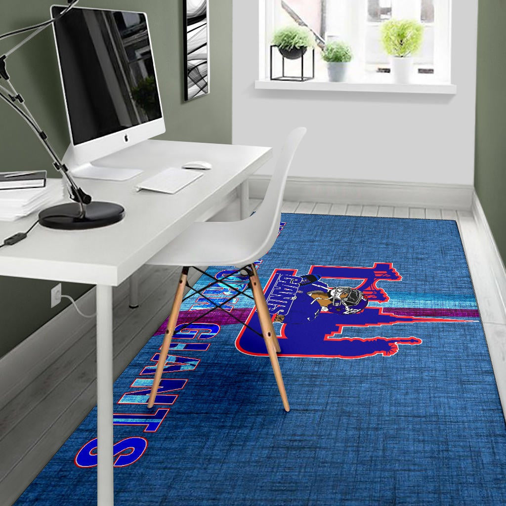 New York Giants American Football Team Area Rug Odell Beckham Jr With NY Symbols Bridge Status Of Liberty Rugs Home Decor