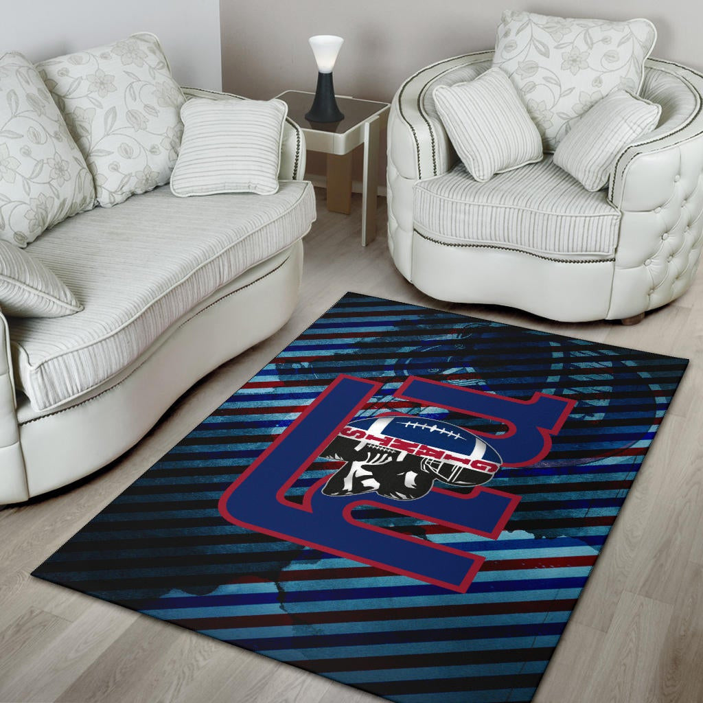 New York Giants American Football Team Area Rug Player Silhouette With Giant Rugby Ball Helmet Rugs Home Decor