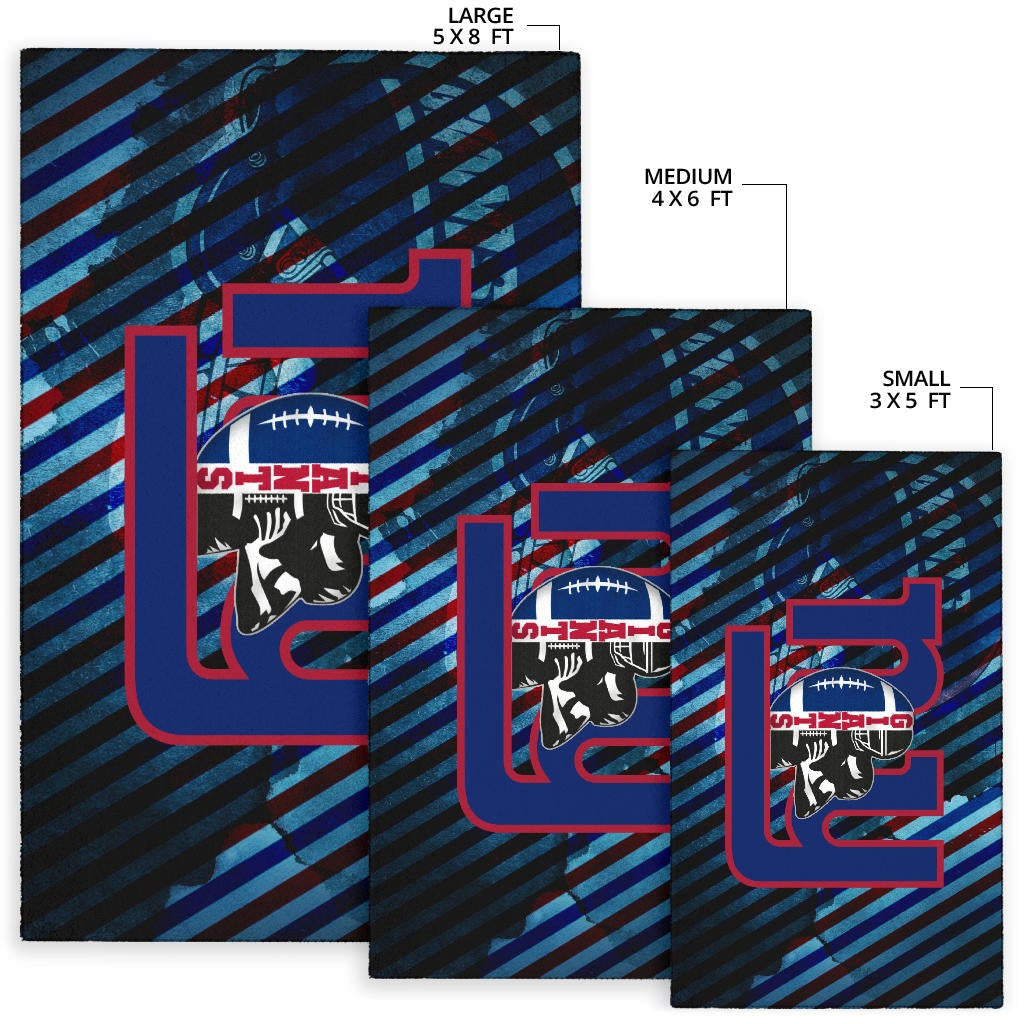 New York Giants American Football Team Area Rug Player Silhouette With Giant Rugby Ball Helmet Rugs Home Decor