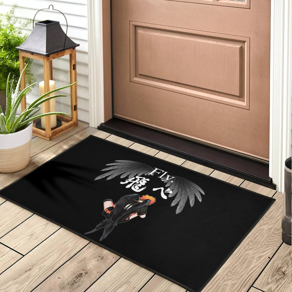Haikyuu Anime Door Mat - Lonely Hinata Shoyo Fly Crow Grey Wings Door Mat