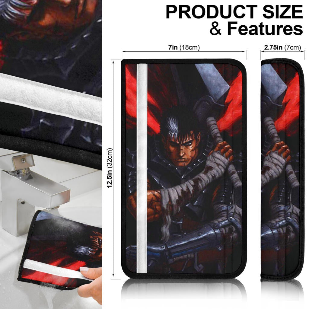 Berserk Anime Seat Belt Covers - Guts Sitting With His Armors Red Eye Belt Covers