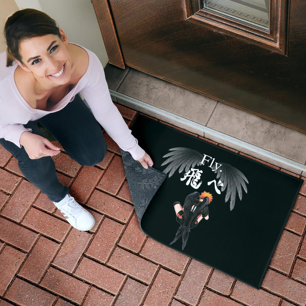 Haikyuu Anime Door Mat - Lonely Hinata Shoyo Fly Crow Grey Wings Door Mat