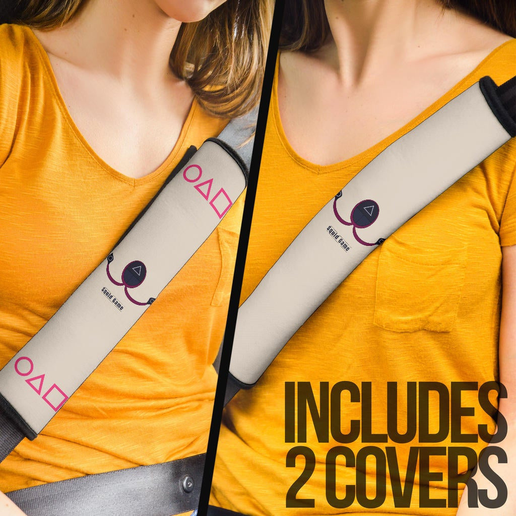 Squid Game Movie Seat Belt Covers Minimal Squid Worker Round Triangle Square Symbol Belt Covers