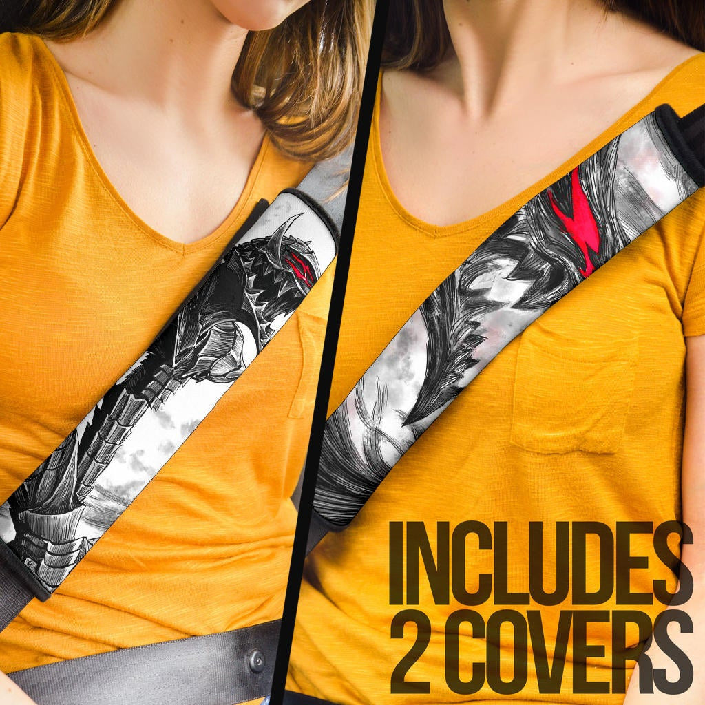 Berserk Anime Seat Belt Covers - Guts The Beast Of Darkness Black White Belt Covers