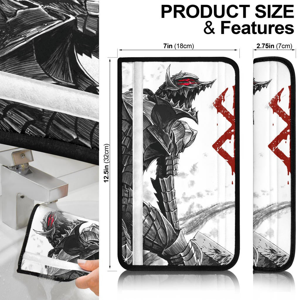 Berserk Anime Seat Belt Covers - Guts The Beast Of Darkness Black White Belt Covers