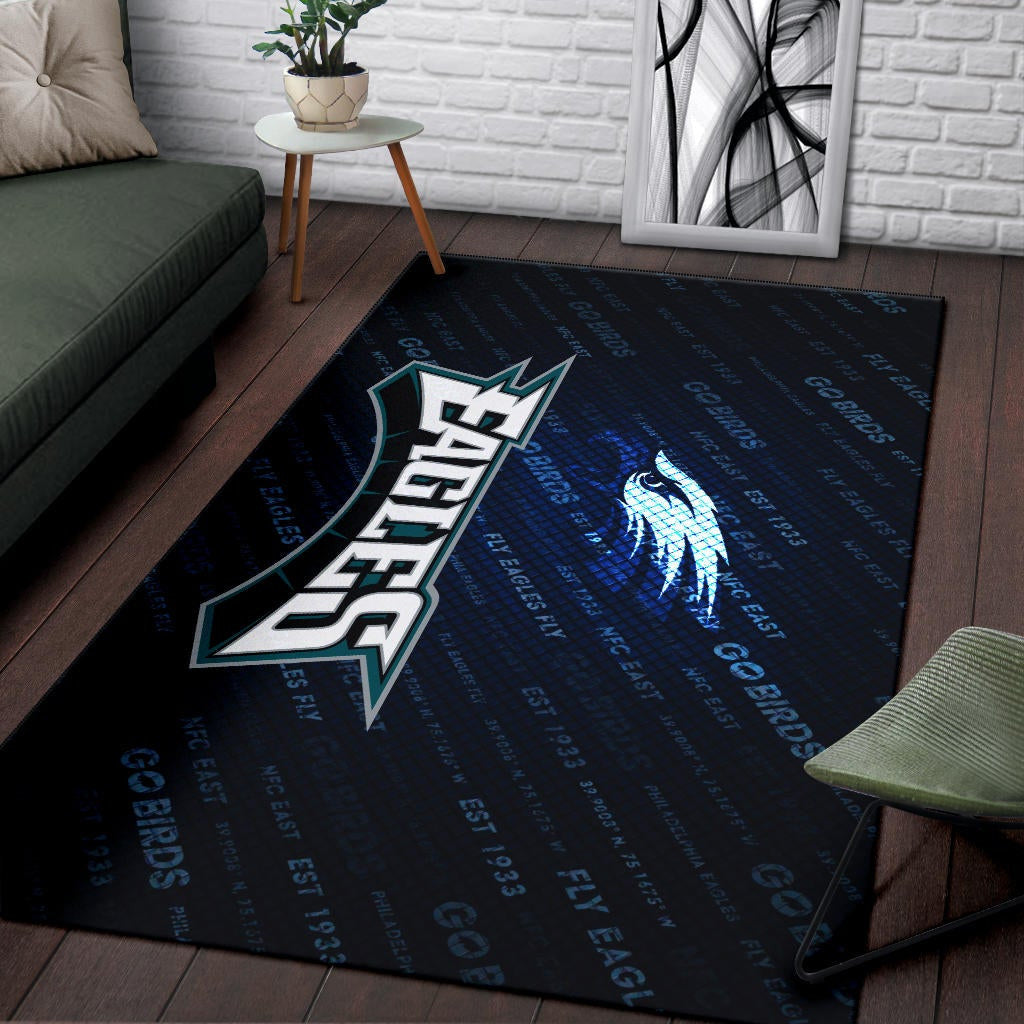 Philadelphia Eagles American Football Team Area Rug Go Birds Go Eagles Text Background Rugs Home Decor