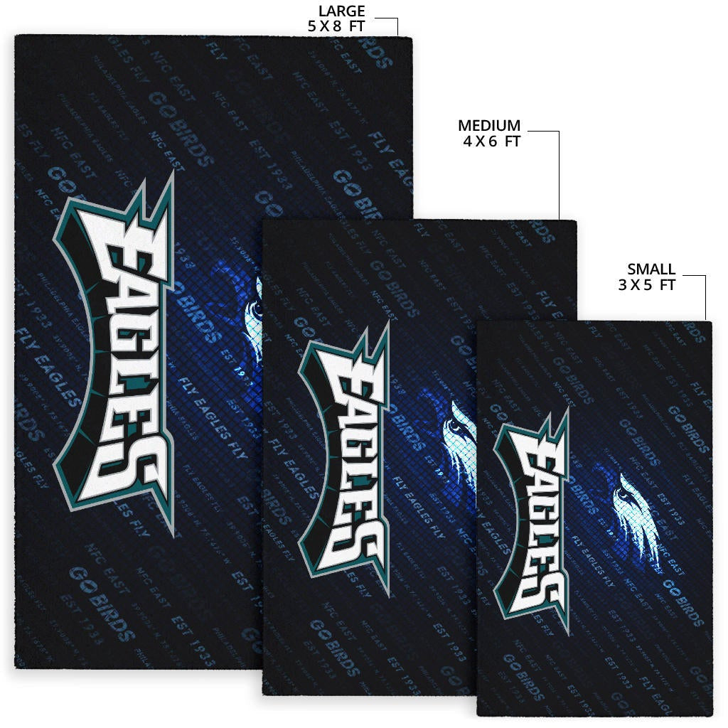 Philadelphia Eagles American Football Team Area Rug Go Birds Go Eagles Text Background Rugs Home Decor
