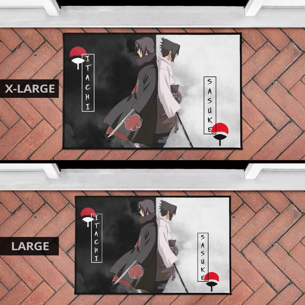 Naruto Anime Door Mat - Itachi And Susuke Uchiha Clan Back To Back Door Mat Home Decor