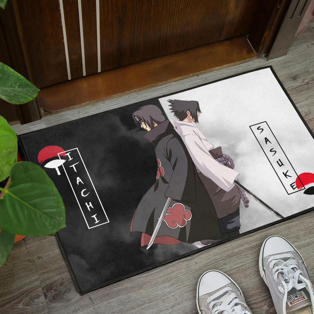 Naruto Anime Door Mat - Itachi And Susuke Uchiha Clan Back To Back Door Mat Home Decor