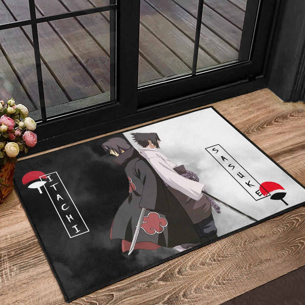 Naruto Anime Door Mat - Itachi And Susuke Uchiha Clan Back To Back Door Mat Home Decor