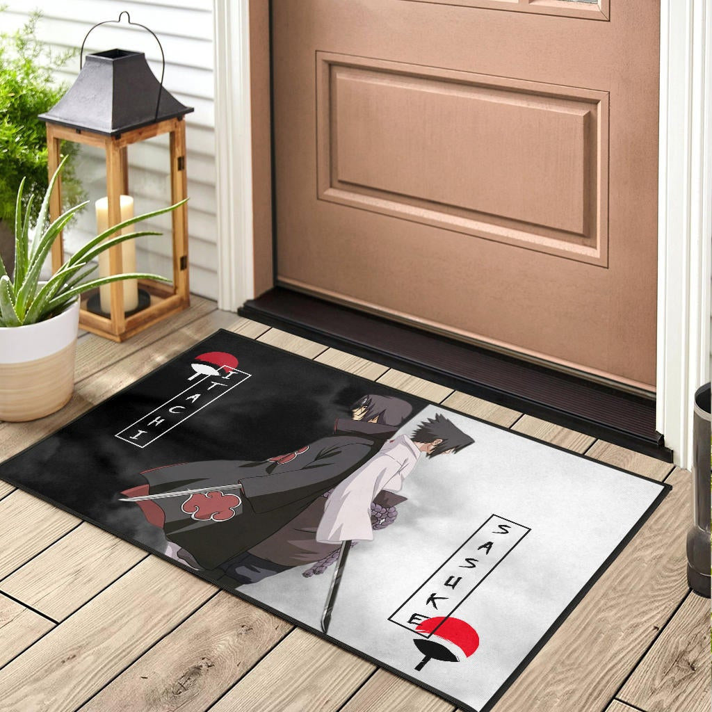 Naruto Anime Door Mat - Itachi And Susuke Uchiha Clan Back To Back Door Mat Home Decor