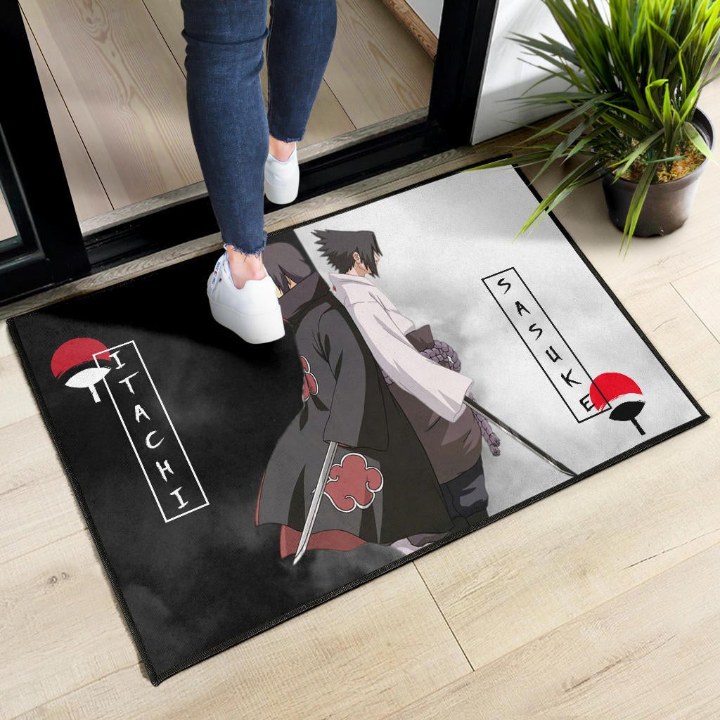 Naruto Anime Door Mat - Itachi And Susuke Uchiha Clan Back To Back Door Mat Home Decor