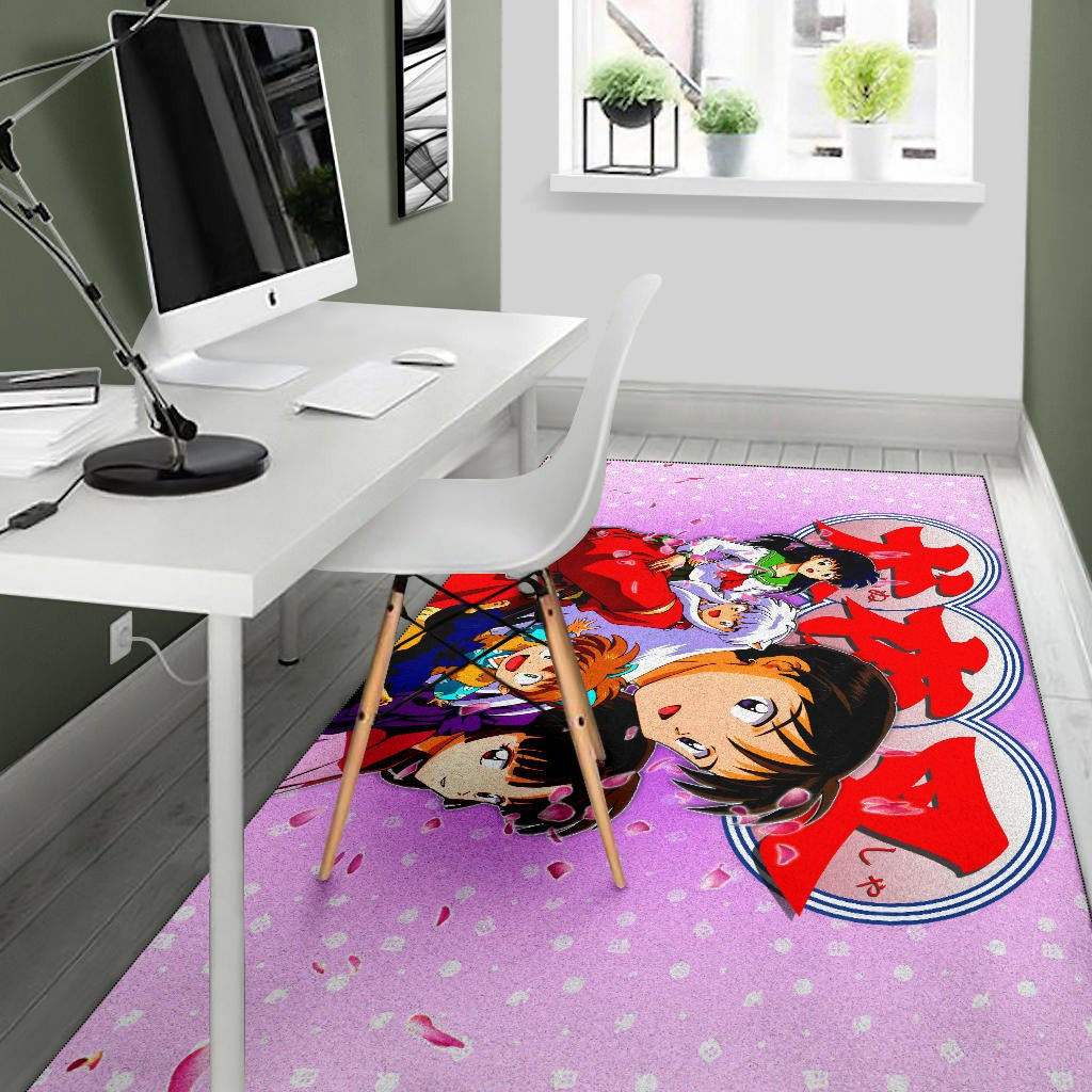 Inuyasha Anime Area Rug Inuyasha Kagome And The Gang Sakura Blossom Pink Rugs Home Decor