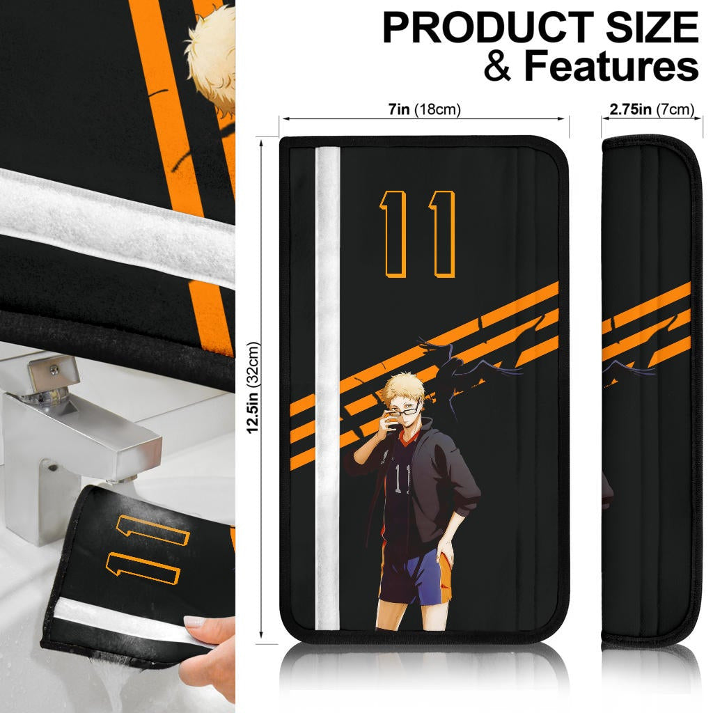Haikyuu Anime Seat Belt Covers - Kei Tsukishima Pose Flying Crow To The Top Belt Covers