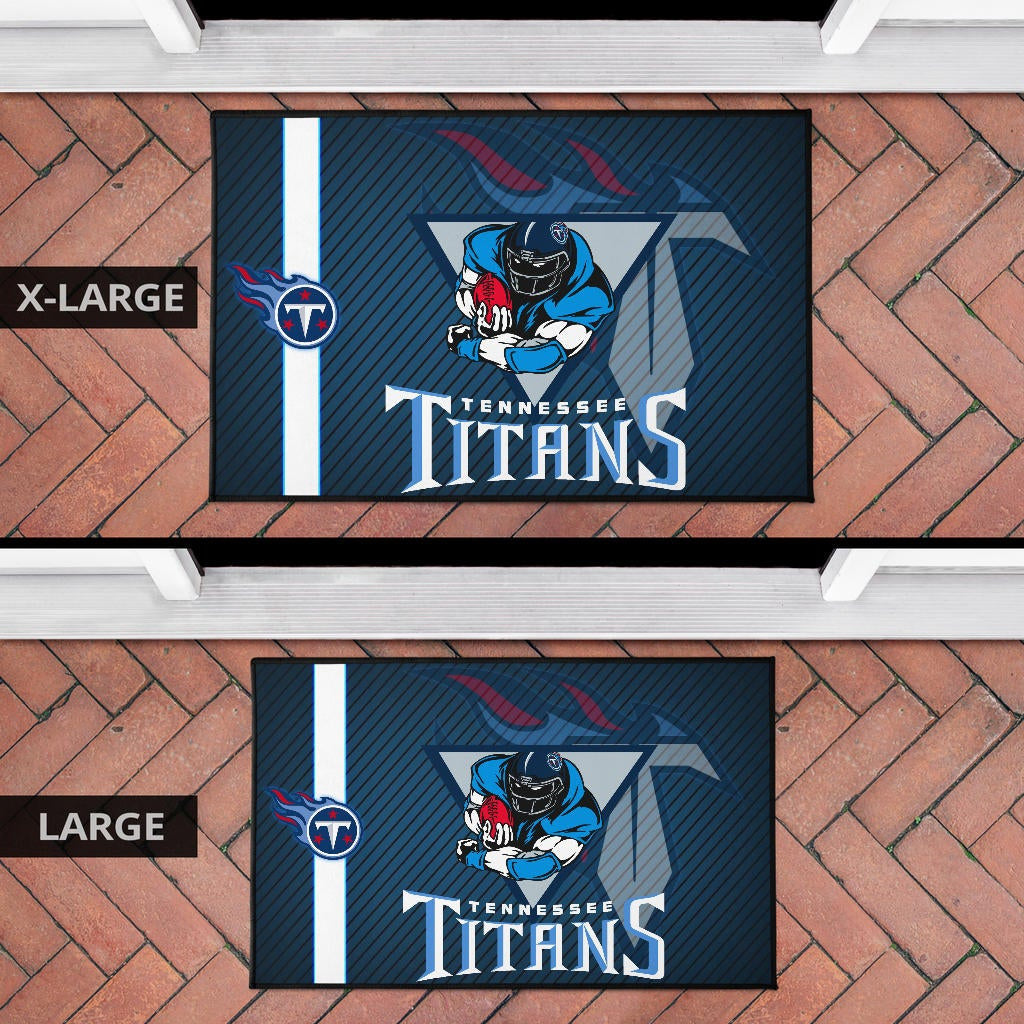 Tennessee Titans American Football Team Door Mat Muscle Player Holding Rugby Flaming Ball Door Mat Home Decor