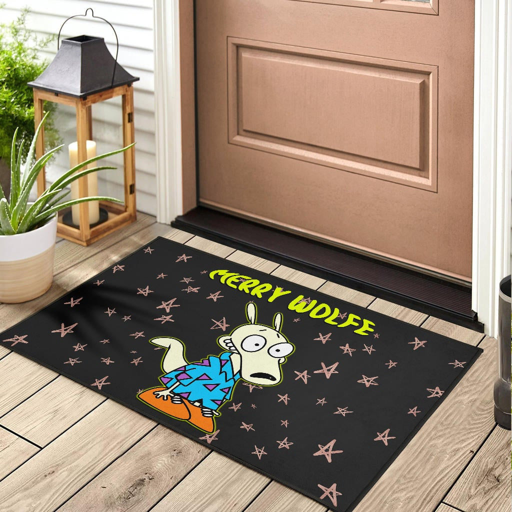 Christmas Door Mat | Rocko Rama Smiling Merry Wolfe Door Mat Home Decor NT101104