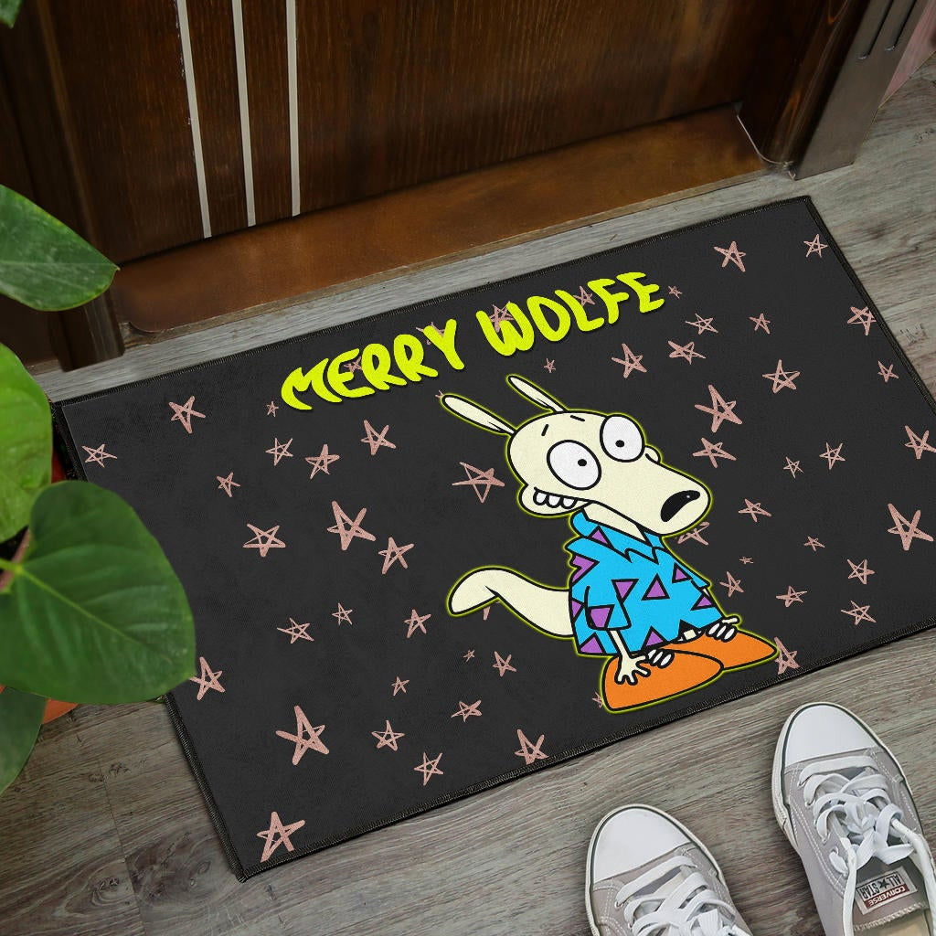 Christmas Door Mat | Rocko Rama Smiling Merry Wolfe Door Mat Home Decor NT101104
