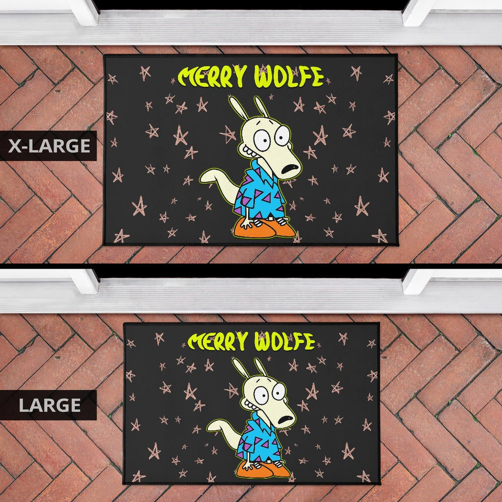 Christmas Door Mat | Rocko Rama Smiling Merry Wolfe Door Mat Home Decor NT101104
