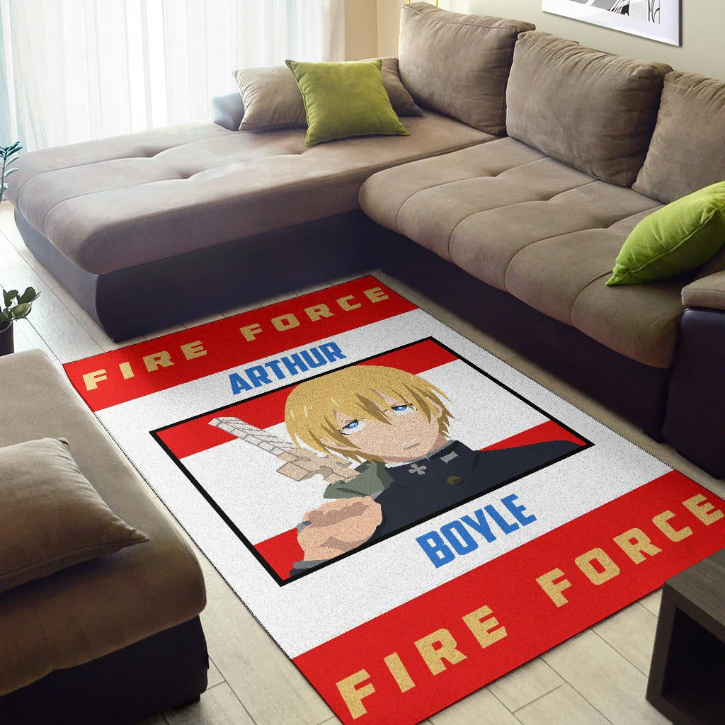 Fire Force Anime Area Rug Arthur Boyle Long Hair Fire Minimal Artwork Rugs Home Decor