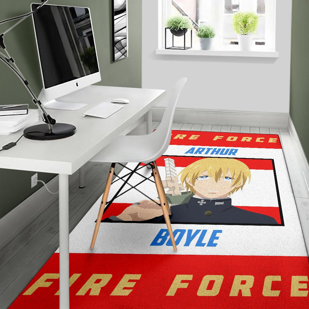 Fire Force Anime Area Rug Arthur Boyle Long Hair Fire Minimal Artwork Rugs Home Decor