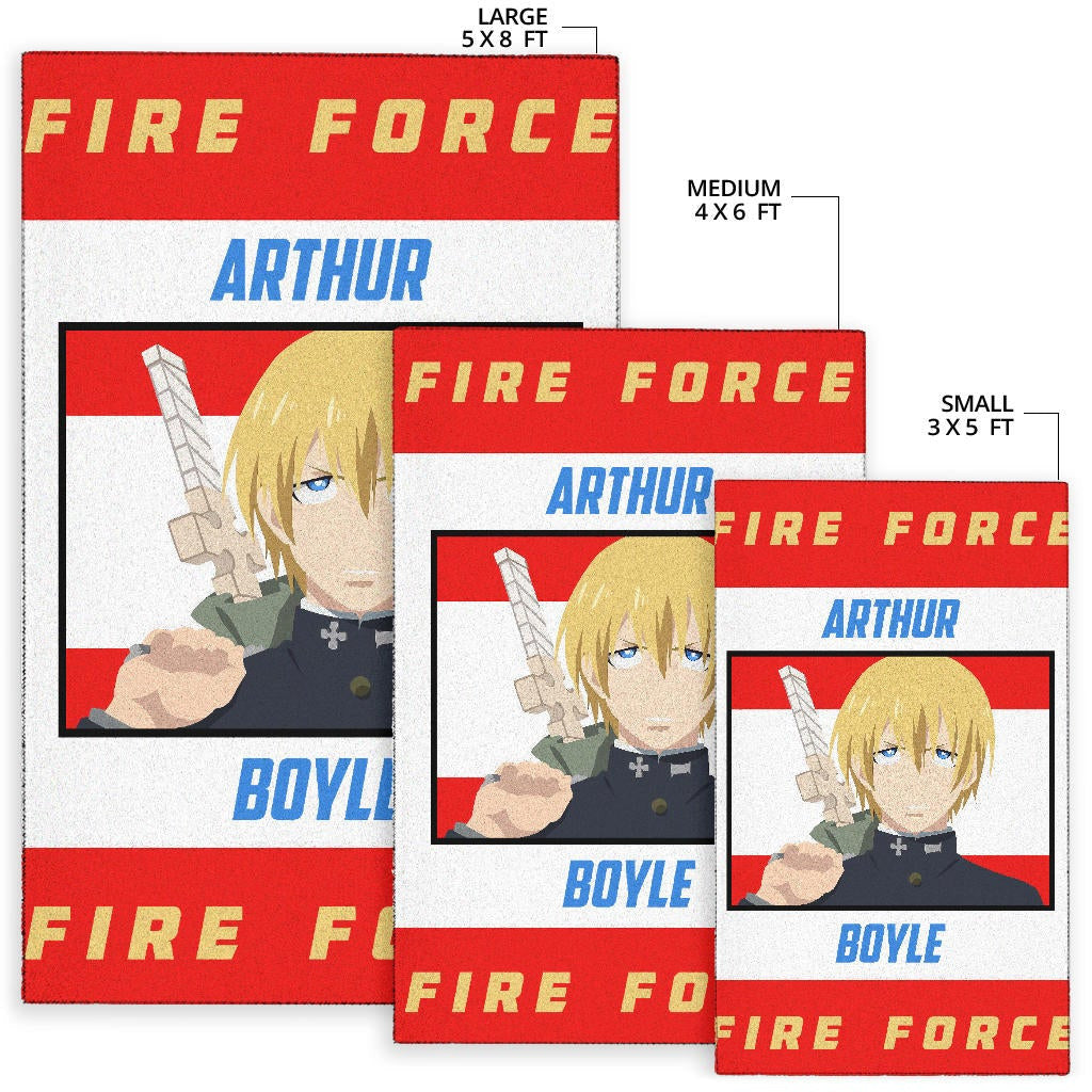 Fire Force Anime Area Rug Arthur Boyle Long Hair Fire Minimal Artwork Rugs Home Decor