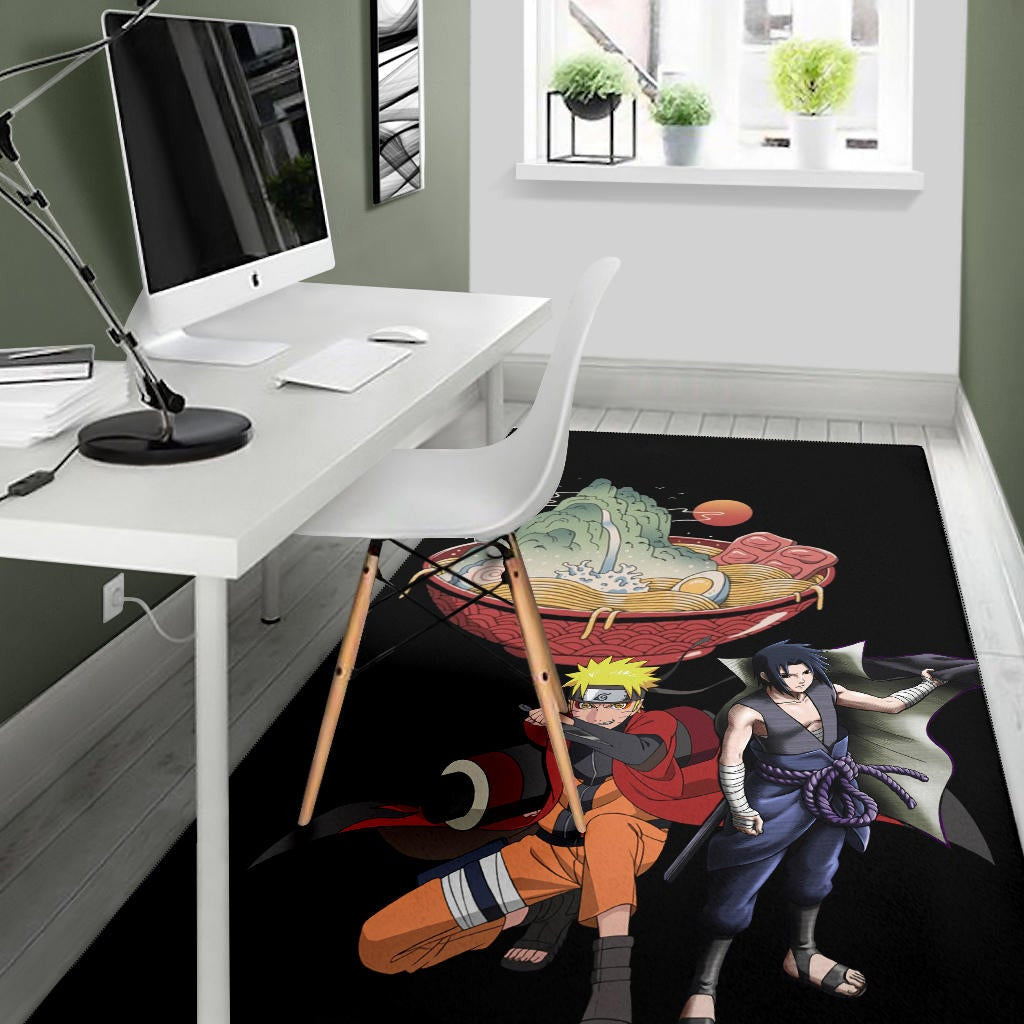 Naruto Anime Area Rug - Naruto Sage Mode With Sasuke Take Off Cloak Ramen Rugs Home Decor