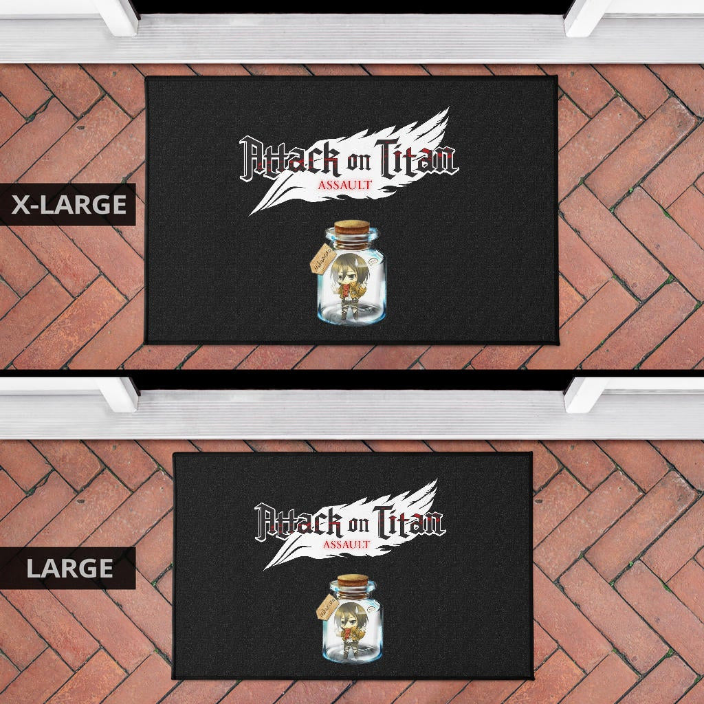 Attack On Titan Anime Door Mat - Mikasa Ackerman In Jar Bottle Trap Door Mat Home Decor