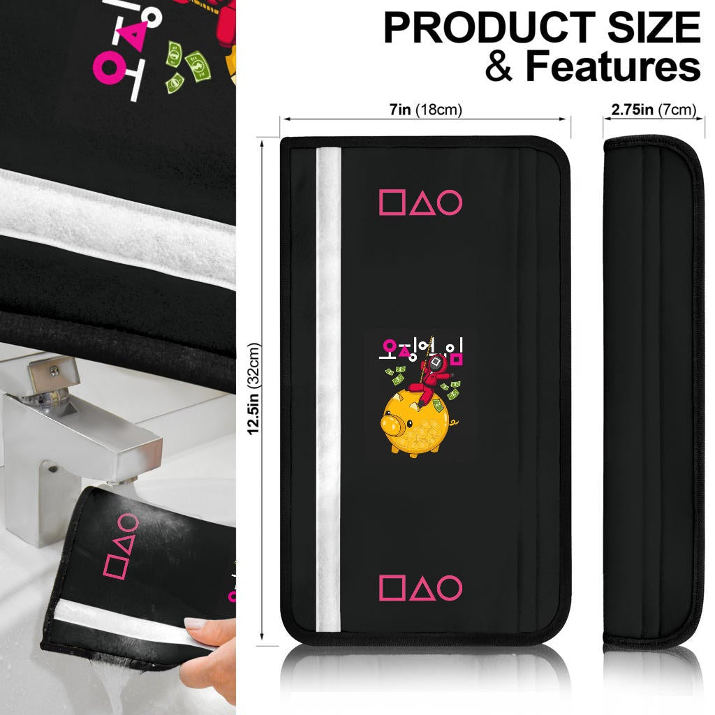 Squid Game Movie Seat Belt Covers - Squid Worker Swing Golden Pig Wrecking Ball Belt Covers