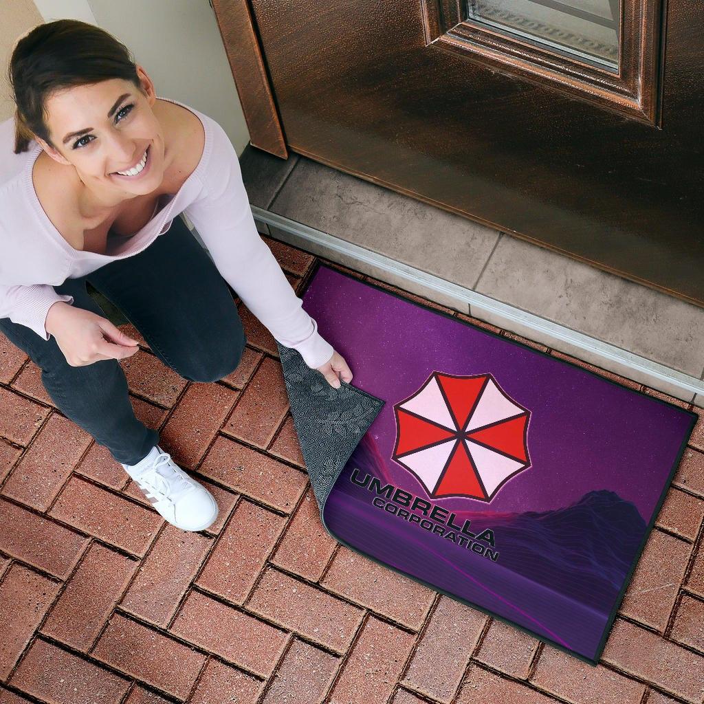 Resident Evil Game Door Mat - Umbrella Corp Symbol Retro Galaxy Wave Door Mat Home Decor