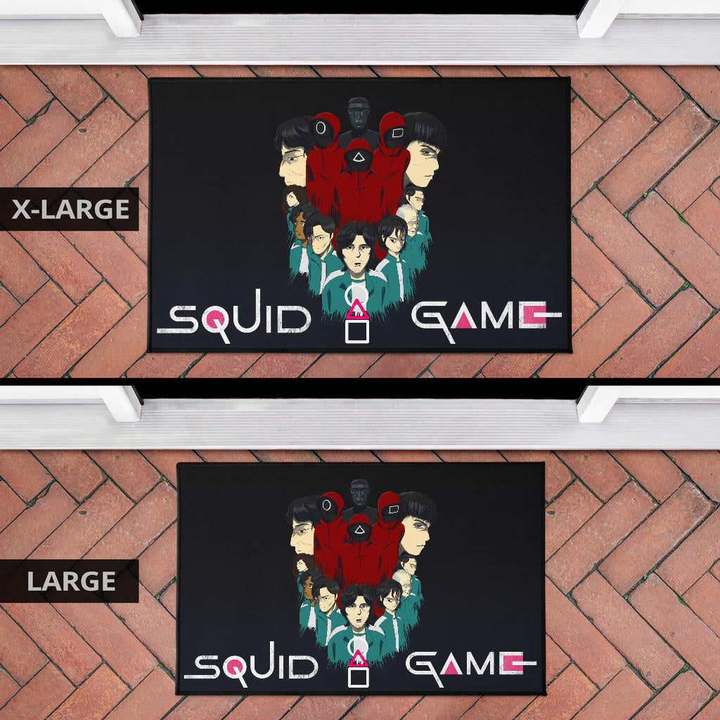 Squid Game Movie Door Mat - Squid Workers With Players Gather Round Door Mat Home Decor