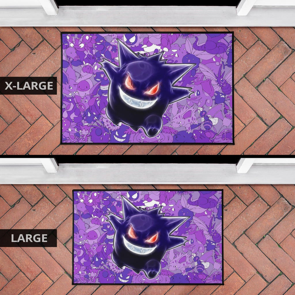Pokemon Anime Door Mat - Evil Hintergrund Gengar Red Eyes With Purple Pokemons Door Mat Home Decor