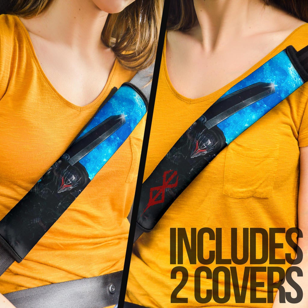 Berserk Anime Seat Belt Covers - Guts Armor Armadura Sitting On Cliff Full Blue Moon Belt Covers