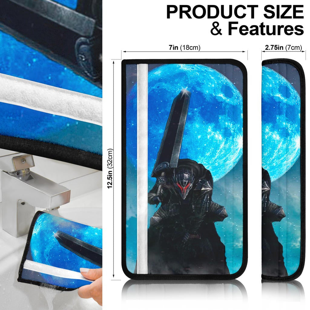 Berserk Anime Seat Belt Covers - Guts Armor Armadura Sitting On Cliff Full Blue Moon Belt Covers